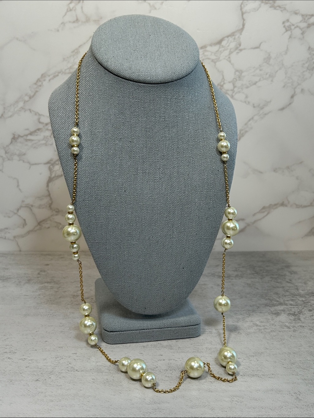 J. Crew Gold-Tone Chain with Cream Pearl Stations
